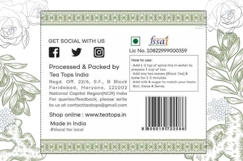 Tea Tops India Elaichi Chai Masala | Premium Blend of Cardamom, Ginger with other exotic spices topped with luxurious Silver coated Elaichi Pearls & dried aromatic Rose Petals for a rich taste experie 2