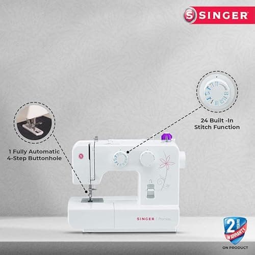 Singer Promise 1412 Zig-Zag Sewing Machine, 12 Built-in Stitches, 25 Stitches Functions (White) with 70 W Powerful motor & Feed dog with106 Teeth in 6 Rows-Get Free Online Interactive Master Class 2
