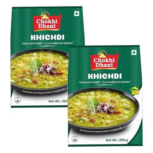 Chokhi Dhani Ready to Eat Khichdi Pack of 2 (200g Each) | Rice & Moong Dal Khichdi | Just Heat & Eat Indian Meal | Healthy Comfort Food | Veg
