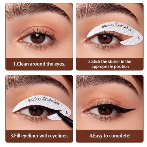 WINKELEN Reusable Eyeliner Stencil for Perfect Winged Eyeliner | Cat Eye Makeup Template Stickers | Smokey Eye & Eyeshadow Guide Tool for Beginners & Professionals | 32 Pair Eye Makeup Stencils 3