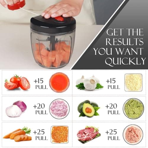 Velaniyu Multipurpose Vegetable Chopper for Kitchen | Manual Food Chopper Cutter with Sharp Stainless Steel Blades |Easy to Use, Time Saving Kitchen Tool 1000ml (Black) 3