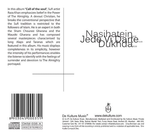 DeKulture Call of the Soul Songs CD Indian Folk Music Raza Khan 2