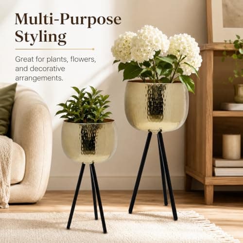 Indian DECORMART Metal Floor Planter Gold with Legs for Living Room Home and Garden Indoor Pot 5