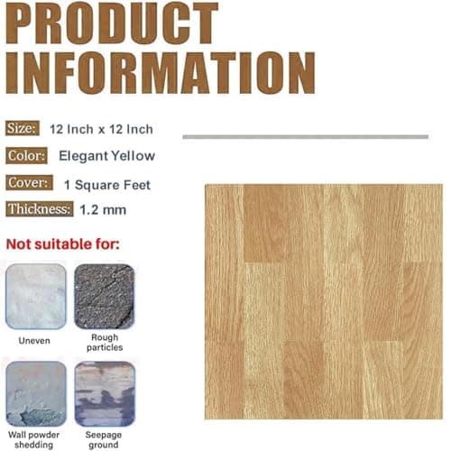 Kayra Decor DIY Peel and Stick Floor Tiles for Kitchen & Living Room | Self Adhesive Waterproof Flooring Sheets | Light Brown Vinyl Tiles 12" x 12" Pack of 11 5