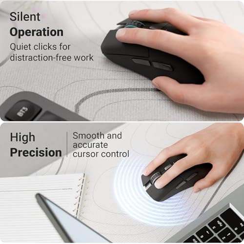 ZEBRONICS Rechargeable Wireless Mouse, Dual Mode 2.4GHz + BT, Upto 2400 DPI, 6 Buttons, USB Nano Receiver, Type-C, Silent Operation, Ergonomic Design (Blanc 100, Black) 4