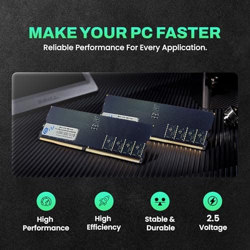 EVM 16GB DDR5 Desktop RAM Memory | 4800MHz | PC5-38400 | Long-DIMM | 288-Pin | CL19 | 1.1V Low Voltage | High Speed Performance | Intel & AMD Compatible | 10 Year Warranty (EVMT16G4800U88P) 5