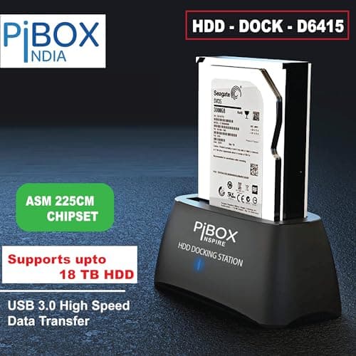 PiBOX India, USB 3.0 Hard Drive Docking Station (USB to SATA Docking Station) with 16TB+ Drive Support for 2.5 Inch & 3.5 Inch HDD SSD- Supports SATA II, III and UASP with ASM225CM- Top-Loading Design 3