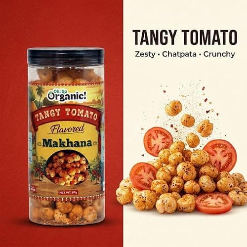 Oh So Organic Tangy Tomato Makhana 87g | Olive Oil Roasted Fox Nuts | Tomato Flavoured Healthy Snack | Gluten Free Crunchy Makhana | Roasted Lotus Seeds Anytime Snack (Pack of 2) 3