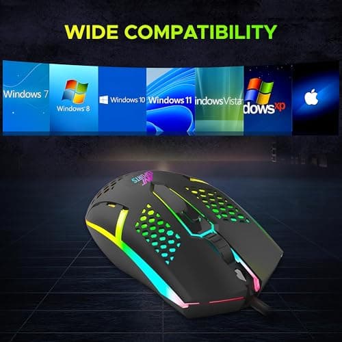 Ant Esports GM1103 Wired Gaming Mouse, 800-3600 DPI Adjustable Optical Sensor, RGB Multicolor Backlight, 4 Buttons, Ergonomic,1.5m Cable, 3300 FPS, Lightweight USB Mouse for PC, Laptop, Mac & Windows 4