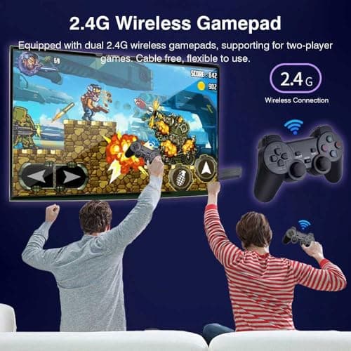 SMARTCAM Game Stick 20000+ INBUILT Video Game Console Retro Classic 3D 4K Full HD with 2 Wireless Gamepad Plug & Play Video Game 64GB 4