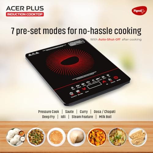 Pigeon By Stovekraft ABS Plastic Acer Plus Induction Cooktop 1800 Watts With Feather Touch Control - Black 2