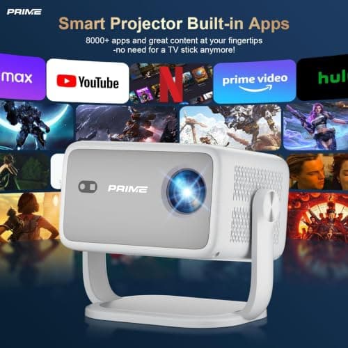 Prime Z20 Ultra Smart AI Projector | 1200 ANSI | Full HD 1080P | 4K HDR10+ 8K Content | Intelligent Auto Focus & Keystone | Android 13 | Sealed Optical Engine | 5G WiFi & Bluetooth | Voice Remote 3
