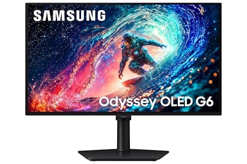 Samsung Odyssey OLED G6 Monitor 27 Inch QHD (2560 x 1440 Resolution), 240 Hz, OLED Panel, 0.03ms(GTG), HDR10+ Gaming, Display Port, HDMI, Headphone Jack, FreeSync & G-Sync (LS27HG612SWXXL, Black)
