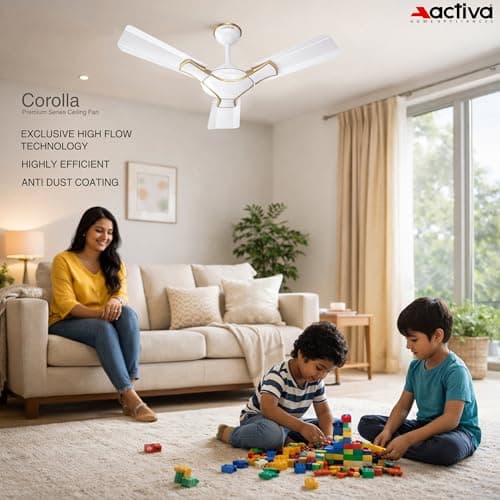 ACTIVA Corolla Pearl Ivory 900mm Ceiling Fan | 650 RPM High Speed | 36 Inch Sweep | Anti-Dust Coating | BEE & BIS Approved | 2-Year Warranty 5
