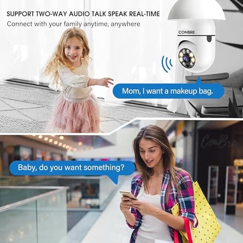 Conbre LightXR 2MP Full HD Indoor Wireless WiFi CCTV Security Camera | Motion Tracking | Two Way Talk | Colored Night Vision | Support Upto 128GB SD Card | Includes E27 Holder 4