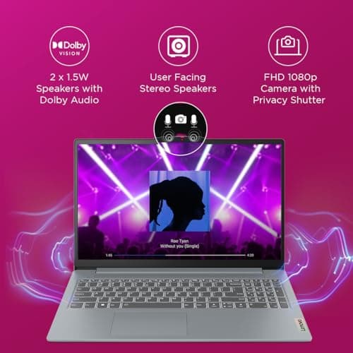 Lenovo IdeaPad Slim 3, Intel Core i3 13th Gen 1315U, 8GB RAM, 512GB SSD, FHD 15.6"(39.6cm), Windows 11, Office 2024, Grey, 1.6Kg, 82X700G5IN, Alexa Built-in, 1Yr ADP Free, 3 Month Game Pass Laptop 4