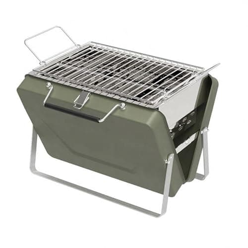 My Creative Hut Portable Barbeque Camping Grill &BBQ Utensils, Foldable Stainless Steel Charcoal Grill, Small Outdoor Travel BBQ, Compact Picnic Barbecue Cooking Grill for Camping Forest Green (Large)
