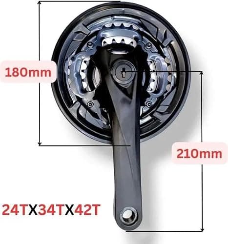 GHG 24-34-42T Crankset Steel Chainwheel 7/8/9 Speed Universal Square Hole Mountain Bike, Racing Bike, Road Bicycle Wheel (Front Pack of 24T-34T-42T) 2