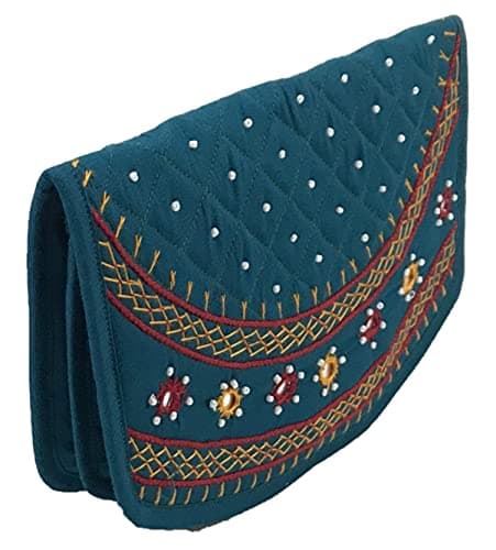 SriAoG Handcrafted Wallets for Women Traditional Ethnic Mobile Purse for Girls Ladies Party Clutches Cotton Embroidery Work Diwali Deepawali Gifts 8 Inch Ramagreen 4