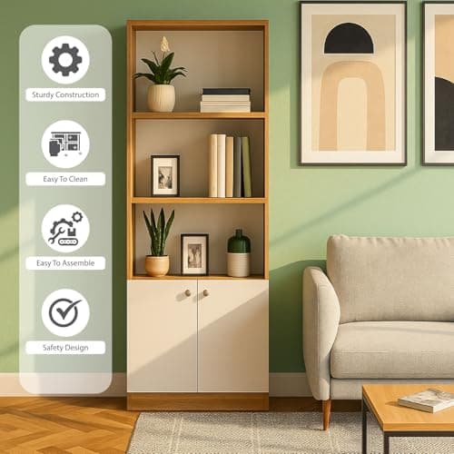 Callas Wooden Bookshelf with Display Unit Cabinet | Engineered Wood Bookcase for Living Room, Bedroom, Office | 1 Year Warranty with Free Installation 6