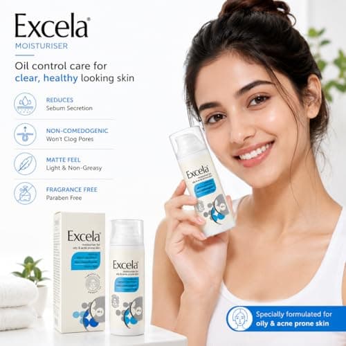 Excela Moisturiser for Oily & Acne Prone Skin, Matte Feel, Non-Comedogenic, Fragrance Free, 50g 5