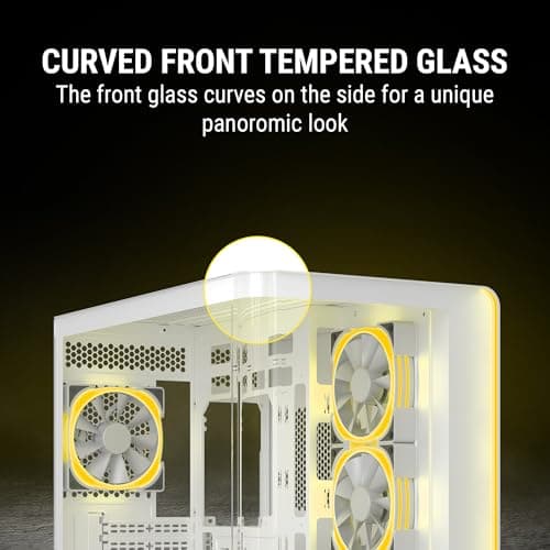 Ant Esports Crystal ARC Mid-Tower Computer Case/Gaming Cabinet - White |Front Curved Glass|Support ATX, Micro-ATX, Mini-ITX | Pre-Installed 4 ARGB-PWM Fans 3