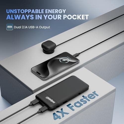 Salpido Salpido 10000mAh Power Bank with Dual Output, Portable Slim Design, Lithium-Ion Polymer Battery, Smart Chip Safety and LED Indicator, for iPhone, Samsung &All Smartphones(PN-951,Black) 3