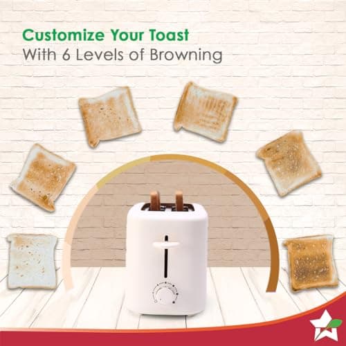 Wonderchef Bellagio 2-Slice Pop-up Toaster with Lid Cover | 800 Watt | 2 Bread Slice | 7- Level Browning Controls|Wide Bread Slots| Auto Shut Off | Easy to Clean| White| 2 Year Warranty 3