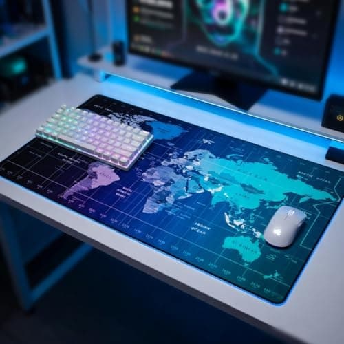 BYTNXUS Atlas Series (900x400mm) XXL Extended Gaming Mouse Pad - 4mm Ultra-Thick Professional Desk Mat | Explorer Continent Aesthetic | Waterproof & Anti-Fray Stitched Edges (Charcoal Black)