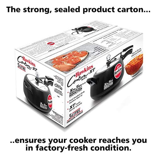 Hawkins 5 Litre Contura Black XT Pressure Cooker, Hard Anodised Inner Lid Cooker, Induction Cooker, Black 4