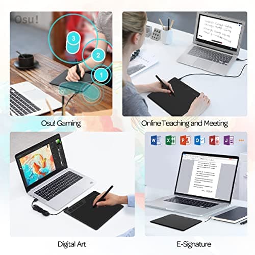 GAOMON S620 Drawing Tablet 6.5 x 4 Inch Graphics Tablet with 8192 Passive Pen 4 Customizable ExpressKeys for Digital Drawing & OSU & Online Teaching-for Mac Windows Android OS, Black 5