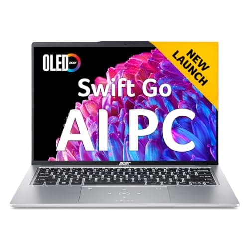 acer Swift Go 14, AI PC, Intel Core Ultra 5 125H, Office 2024 + M365 Basic, 16GB LPDDR5X/512GB SSD, 14-inch OLED WQXGA /1440p Camera, Win 11 Home, Pure Silver, 1.3 Kg, SFG14-73, Premium Laptop