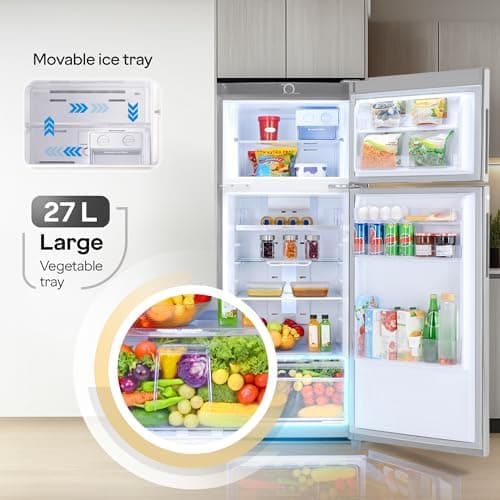 Godrej 223L 2 Star| New Launch| 5 Years Comprehensive Warranty| AI Powered| 30 days Farm Freshness| 360° Cooling| Inverter Frost Free Double Door Refrigerator (RF EON 244BN RI Steel Glow) 5