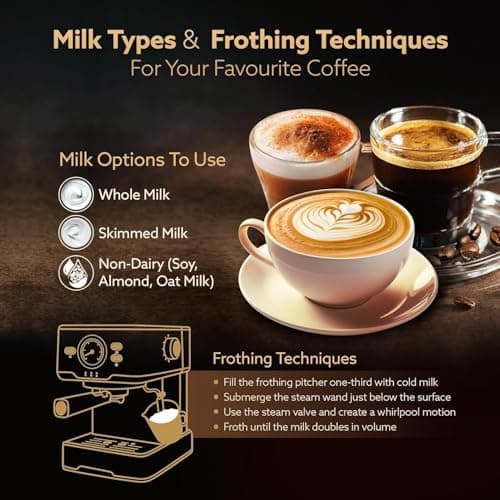 AGARO Imperial Espresso Coffee Maker Machine For Home, 15 Bar, 1100 W, Adjustable Milk Frothing Wand & Double Temperature Control System, Espresso, Cappuccino, Latte, Mocha, Cold Coffee 5