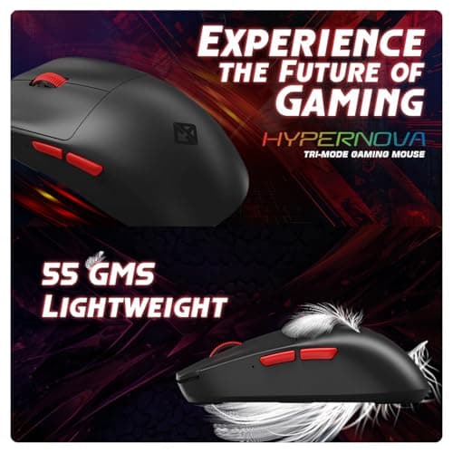 Cosmic Byte Hypernova Tri-Mode Gaming Mouse, Wireless/Bluetooth/Wired, Pixart 3395 Sensor, Dual Replaceable Battery, 8000Hz Polling, 55Gms, 100MN Switches, Paracord Cable, PTFE feet, Software (Black) 2