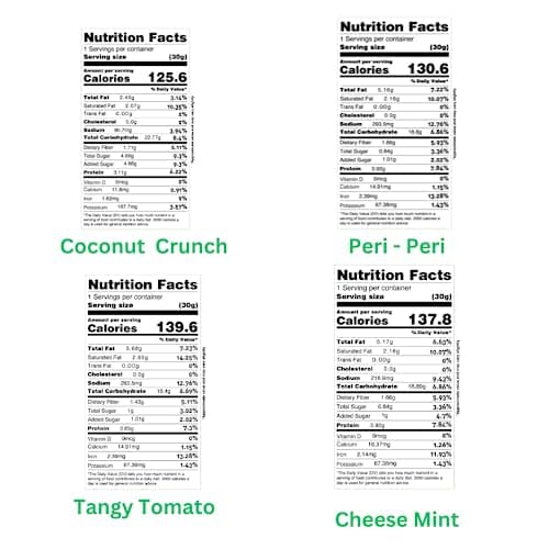 Grami Superfoods Wicked Premium Assorted Millet Snack - Pack of 8 ( 240g) - Each Pack Contains Coconut Crunch, Quinoa Peri Peri, Tangy Tomato, and Cheese Mint | Baked Not Fried | High Protein Millet & 2