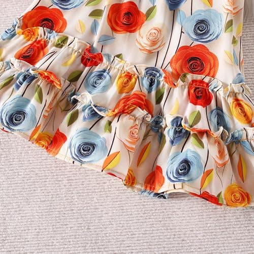 Hopscotch Baby Girls Floral Print Sleeveless Multicolor Casual Dresses for Ages (6-9 Months) 5