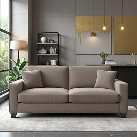 Torque Moscow 2 Seater Fabric Sofa (Light Brown) 2 Person Sofa, Wooden Sofa Set, Couch for Living Room | 1 Years Warranty