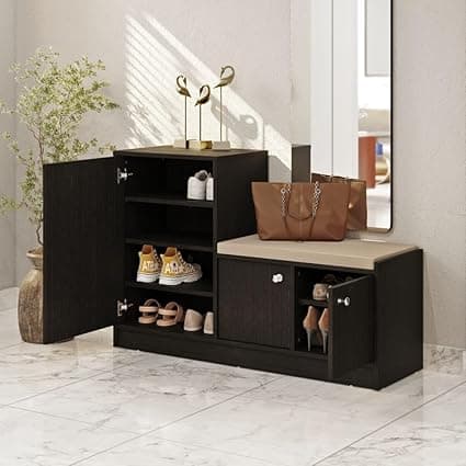 Wakefit Engineered Wood 3 Door Shoe Rack with Door - Home Shoe Cabinet, 1 Year Warranty (Nervia - Wenge)