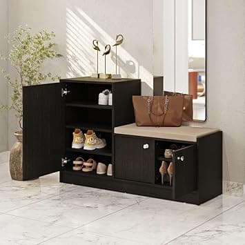 Wakefit Engineered Wood 3 Door Shoe Rack with Door - Home Shoe Cabinet, 1 Year Warranty (Nervia - Wenge)