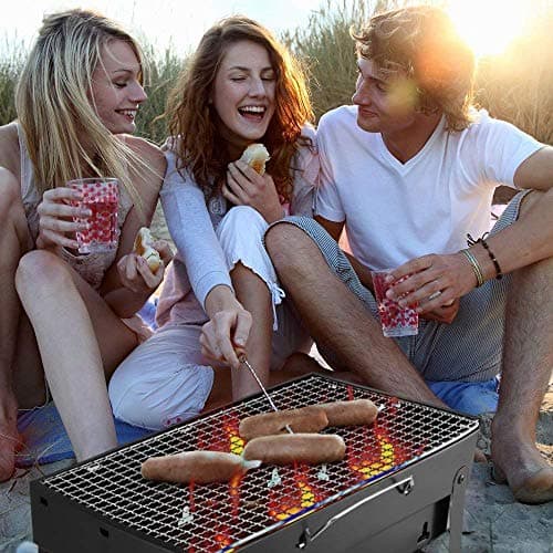 SHOPKART® Folding & Portable Outdoor Barbeque Grill Toaster Charcoal BBQ Grill Oven Home and Outdoor Barbecue Grill Carbon Steel, Black 5