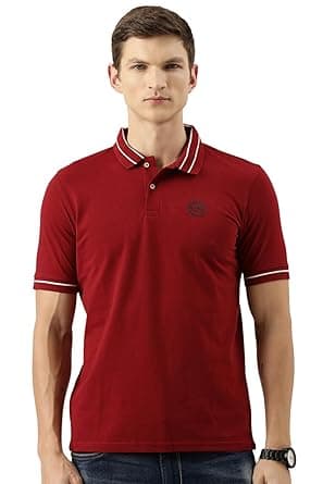 Peter England Men's Regular Fit Insignia Half Sleeve Polo T-Shirt | Cotton Rich | Premium Pique Weave