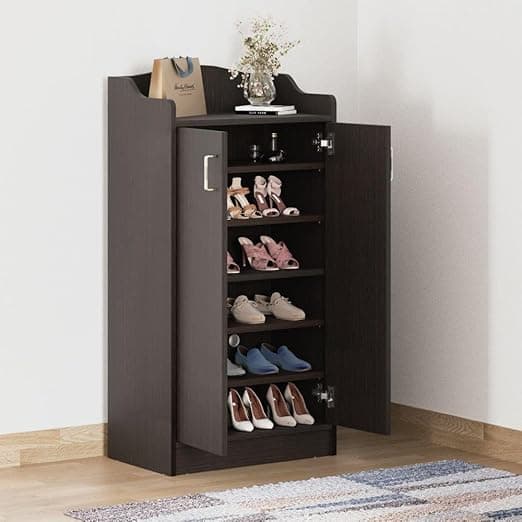 Wakefit Shoe Rack Wooden | 1 Year Warranty | Wooden Shoe Racks, Shoe Rack with Door for Home, Shoe Cabinet, Engineered Wood 2 Door (Mrope - Wenge)