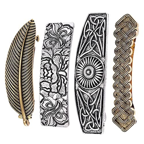 Meadawgs® 4X Barrette Holder Celtic Carved Convex Hair Clip Hair Decor Headress|Clothing, Shoes & Accessories | Womens Accessories | Hair Accessories|4 Pieces Viking Barrette 3