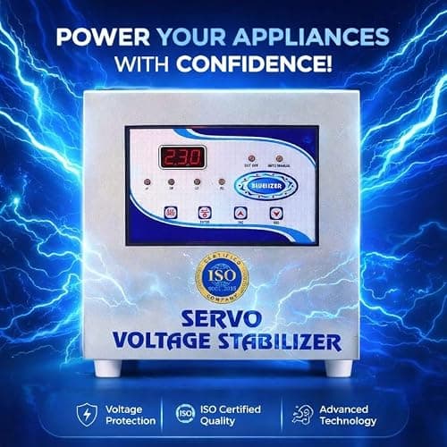 Bluelizer 7.5 KVA(120-285) V Servo Voltage Stabilizer | India’s First with in-Display Ampere Meter | Heavy Duty Servo Stabilizer for Home, Office & Commercial Use | Wide Input Range | Copper Winding 3