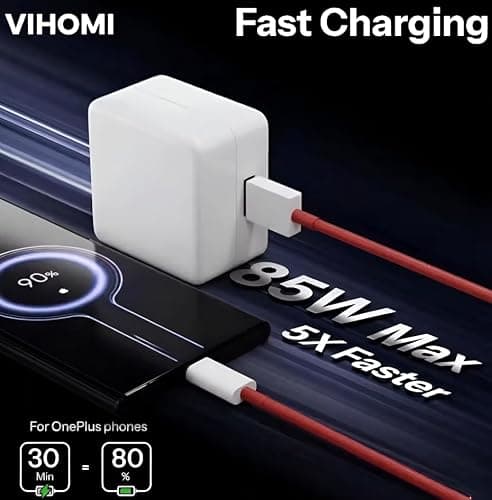 VIHOMI 85W SuperVOOC Fast Charger with Type C Cable | USB C Fast Charging Adapter Compatible with OnePlus 10R, 11R, Nord 3, Oppo, Realme, Vivo & iQOO Smartphones | Cable Included 5