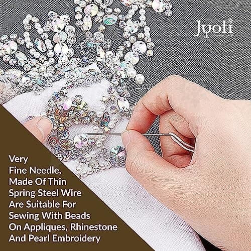 Jyoti Beading Hand Sewing Needles (Prime), Long Length with Short Eyes & Sharp Point, Cloth Stitching Thread, Quilting, Embroidery, Used for Stringing, Sequins on Fabric, # 22573 (Size 12) - 100 Pcs 3