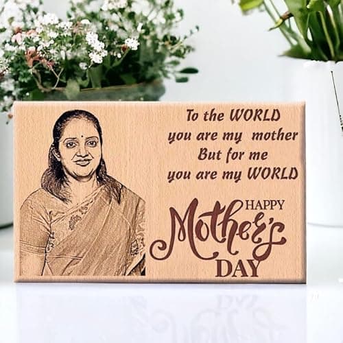 Incredible Gifts India Personalized Engraved Wooden Happy Mothers Day Photo Frame Gift for Mom (6×4 Inches, Wood), Tabletop