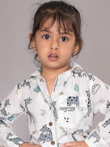 BLOCKS OF INDIA Cotton Kids Night Suit Set |Soft & Comfortable Sleepwear | Unisex | | Includes Special Printed Bag(4 Years 5 Years Grey Giraffe) 5