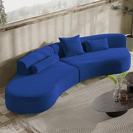 Modern Style Living Room Interior Curved Lounger Off White Curved Seating Sofa 2-Piece Sofa (Blue - Velvet)